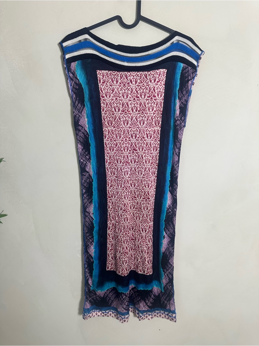 Jean Paul Gaultier Soleil vintage knit-collar liquid jersey dress M * flaw